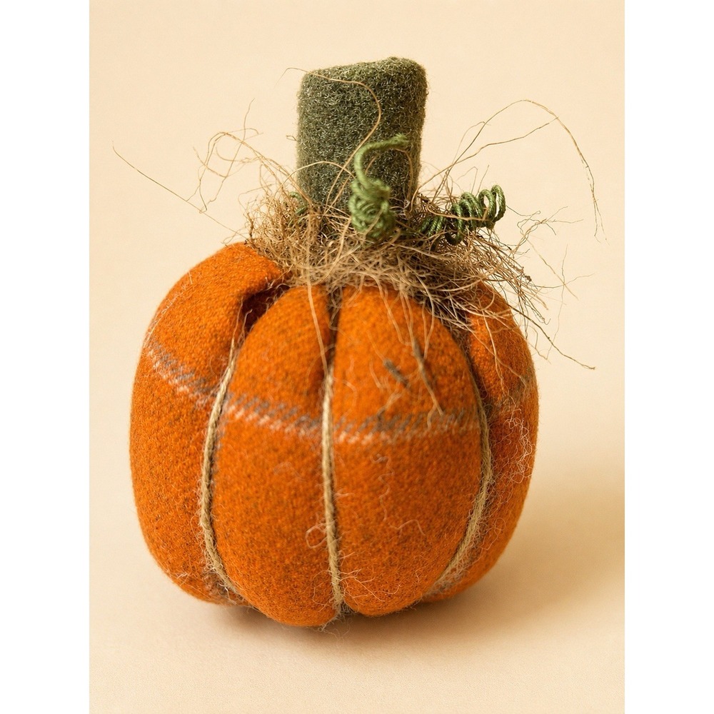 Felt Handmade Primitive Pumpkin Fall Decor Rustic Farmhouse Orange Fabric 5"x4"